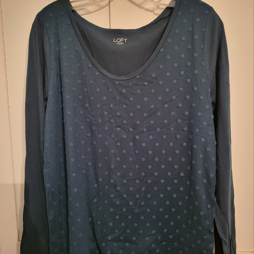 Loft Outlet Clip Dot mesh long sleeve tee Size Large
